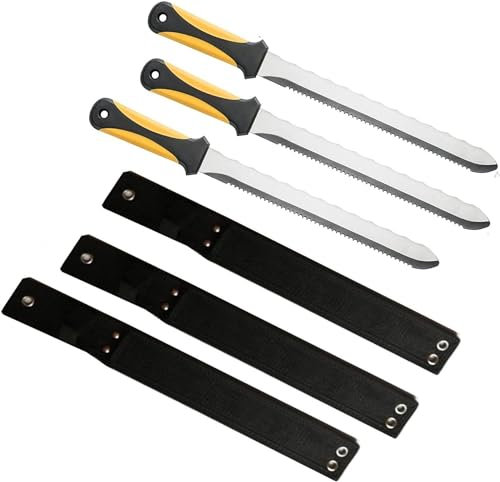 3 x Insulation Board Tool with Scabbard, Foam, Wool Cutting Tool 420mm Stainless, Saw RockWool (R3YHSC)