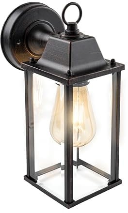 CGC Lighting Außenwandbeleuchtung, Facettenglas, Netzbetrieb, E27, LED, konventionell, Aluminium (Antikes Messing)
