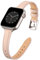 Lederarmband Kompatibel mit Apple Watch Armband 42mm(Serie 10) 41mm 40mm 38mm,Damen Echtes dünnes Ersatzband,Schlank Armbänder für iwatch Serie 10/9/8/7/6/5/4/3/2/1,SE(Rosa Sand&Polarstern)