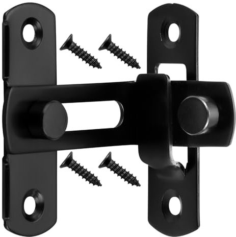 Luckious 90 Degree Flip Sliding Barn Door Lock - Stainless Steel Latch Buckle, Security Privacy Bathroom Lock, Versatile Angle Installation Door Stopper Lock (Silver or Black)