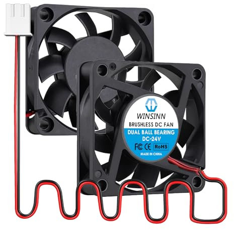 WINSINN DC 60mm Fan 24V 6015 Dual Ball Bearing Brushless Cooling 60x15mm 2PIN (Pack of 2Pcs)