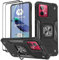 KANSi Funda para Motorola Moto G84 / G84 5G, Cristal Vidrio Templado [2 Piezas] Capa Anillo iman Soporte Hard PC y Silicona TPU Antigolpes Armor Carcasa - Negro