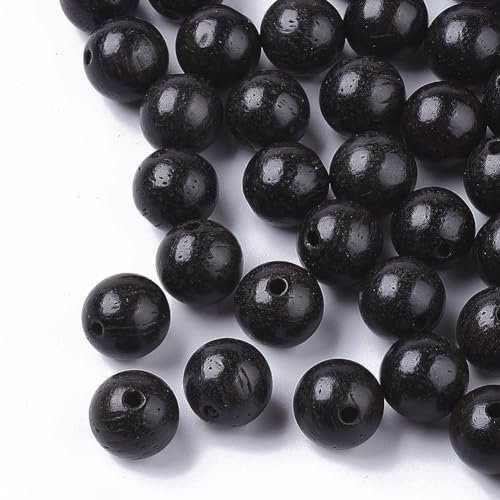 Craftdady Rosenkranz, runde Holzperlen, 8 mm, Schwarz, natürliche Holzkugeln, Abstandshalter, lose Perlen mit 1,5 mm Loch für Rosenkranz, Schmuck, Halsketten, 100 Stück