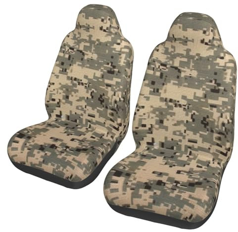 GHZQJFD Autositzbezug, 2 Stück, universeller Vordersitzschutz für Autos, elastisches Autositzkissen für Damen, Armee, digital, Camouflage, bequeme Autositzbezüge, Autozubehör für LKW, Van, SUV