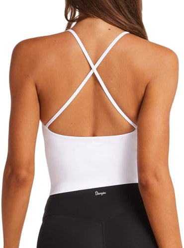 Danysu Sport BH Damen Ohne Bügel Top Crossback Abnehmbaren Gepolstert Nahtlose Sport Oberteile Bra Fitness Yoga U-Boot-Ausschnitt Weiß M
