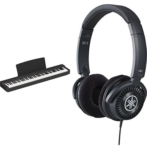 Yamaha Piano digital P-145 con 88 teclas compactas graduadas, incluye auriculares HPH-150