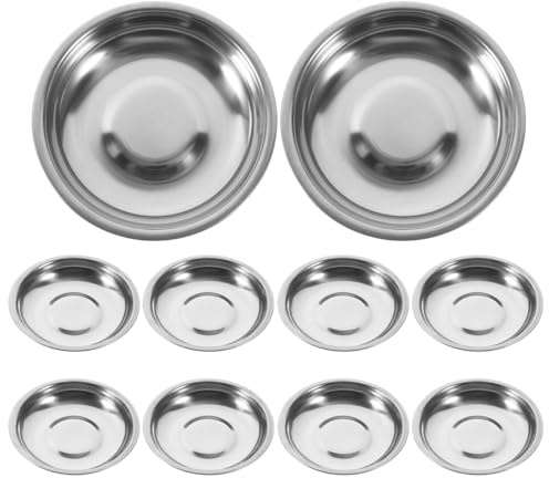 Operitacx Set Da 10 Piattini in Acciaio Inossidabile 3.94In Piatti Rotondi Per Salse Condimenti Antipasti Ideali Per Casa Ristorante Picnic Barbecue
