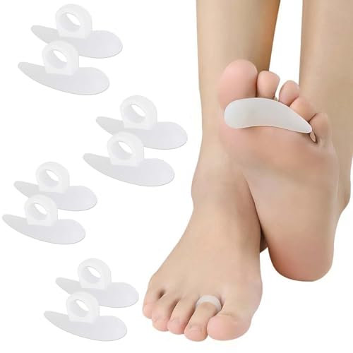 4 Paia Cuscinetti in Gel di Silicone, Dita a Martello Correttore per Dita a Martello, Cuscinetti in Gel per Dita a Martello, Raddrizza Dita Dei Piedi, Allineatori e Piastre per Dita Curve (Bianco)
