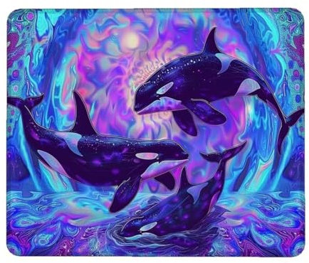 Tapis de Souris 290 x 240 mm, Tapis de Souris Gamer, Tapis de Souris Bleu à Bords Cousus, Base en Caoutchouc Antidérapant Tapis Souris Baleine, Imperméable Tapis de Souris Gaming pour Bureau P-3