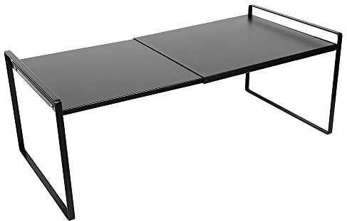 Porta piatti allungabile, mensole da cucina per stoviglie,Scaffale portaoggetti regolabile per armadio,organizer sotto lavello,cibo e utensili, in metallo-36-60 * 21 * 18 cm (nero)