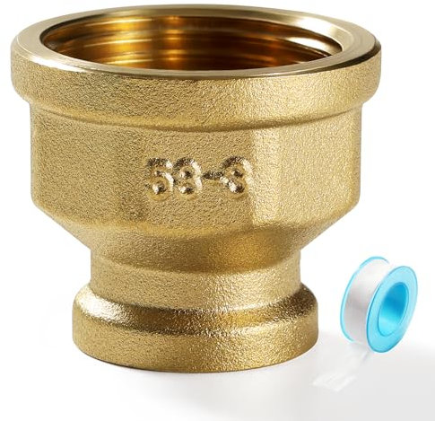 Lyeteung Raccord Réducteur en Laiton G1 vers G1/2, Femelle, Durable et Résistant à la Corrosion, Facile à Installer, pour Tuyaux d'Eau, Gaz, Huile et Autres Canalisations