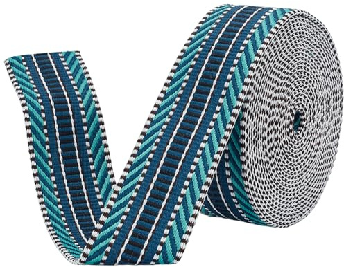 BENECREAT 5 Yards/4.5m Preußischblaues Jacquard Gurtband, 38mm Breites Gurtband Aus Polyester Zum Nähen Gewebtes Band Für Bekleidungszubehör
