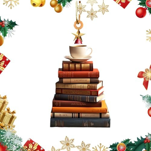 E Book Lovers Acrylic Christmas Ornament for Tree Hanging Decorations