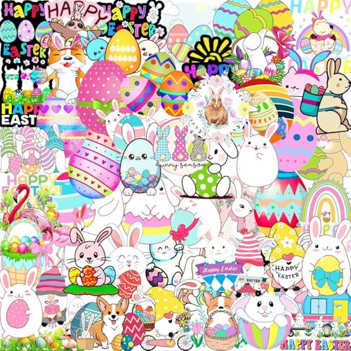 Nette Ei Kaninchen Aufkleber, Hase Stickers Wasserdichte Vinyl Laptop Telefon Gitarre Skateboard Motorrad Fahrrad Hasen Stickers Set Vinyl Wasserdicht Aesthetic Aufkleber für Ostern