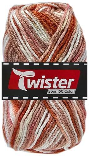 50 Gramm Twister Sport Color 50 aus 100% Polyacryl (12 Rose Lachs)