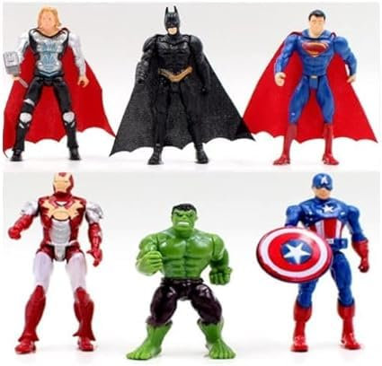 SJ essentials Heros Figures Set - 6 PCS PVC Collectible Figures Cake Toppers - Action F-igures - Toy Gift, Party Bag Fillers for Kids for Kids