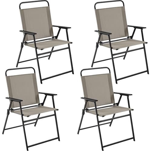 Yaheetech 4er-Set Klappstuhl Gartenstuhl Klappsessel mit Hoher Rückenlehne & Armlehnen Terrassenstühle Essstühle bis 100 kg Belastbar Braun