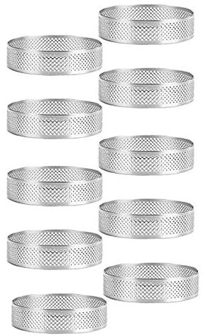 Anneaux de tarte circulaire Baking Rings en acier Cuisine Moule de boulangerie avec trous Tart pour les gâteaux de fruits gâteau mousse 7cm 10pcs, gâteau