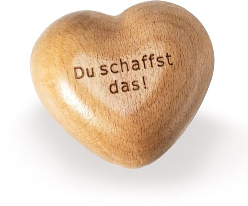 Huotflame Herz Handschmeichler aus Buchenholz - Holz Herz Deko Anhänger Glücksbringer Geschenk – Handgefertigt aus natürlichem Holz mit einzigartiger Maserung – Trostspender & Mutmacher für Prüfung