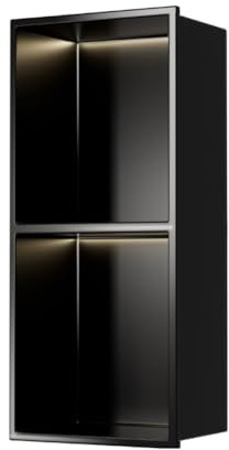 OWOHYG Niches de Douche en Acier Inoxydable, sans carrelage, encastrées, étanches, avec éclairage LED, pour Rangement de Salle de Bain (Noir 70 x 28 x 12,5 cm)