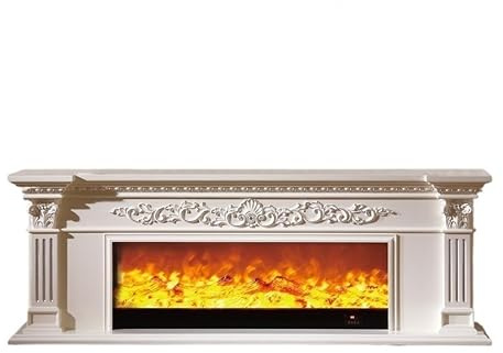 XUJUAN-0227 Electric Fireplaces 78.7 Electric Fireplace with Mantel, 3D Realistic Flame, Freestanding TV Fireplace Stand Decorative Cabinet 3D Atomized Fireplace(White)