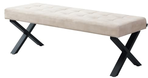 B&D home Sitzbank Dolce | gepolsterte Esszimmerbank 140 cm Polsterbank für Esszimmer, Garderobe, Küche | Industrial modern Design | Grau