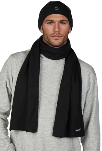 JACK & JONES Mütze Schal Set Herren 2-in-1 Winter-Set | Beanie Wintermütze Winterschal Schwarz Blau Grau Beige