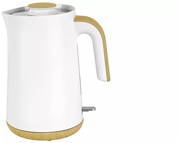 AIDNI Illuminated Electric Kettle, White with Gold Accents, 1.5L Capacity, Stainless Steel, 3000W Fast Boiling, LED Light, Cool Touch Handle, 360° Swivel Base, Type G UK Plug
