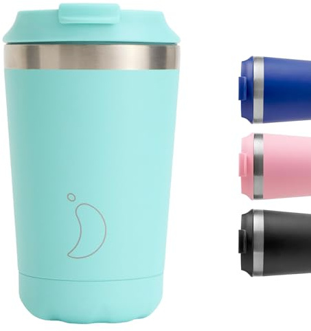 Chilly's Original Coffee Cup - Thermal Mug - Pastel Green, 340ml | For Cold & Hot Drinks - Leak-Proof, Travel Mug, Double Walled Vacuum Insulated Mug, Stainless Steel
