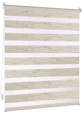 Victoria M. Doppelrollo Klemmfix ohne Bohren, 45 x 120 cm (BxH) Leinen, Rollo Fensterrollo lichtdurchlässig & verdunkelnd，Duo-Rollo Klemmmontage Zebrarollo für Fenster & Türen