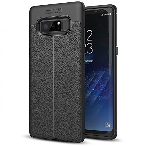 NALIA Custodia compatibile con Samsung Galaxy Note 8, Cover Protezione Aspetto di Cuoio Ultra-Slim Case Protettiva Morbido Cellulare in Silicone Gel, Gomma Bumper Telefono Copertura Sottile - Nero