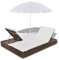 Festnight Sonnenliege Liege Rattanliege Gartenliege mit Schirm Polyrattan Braun