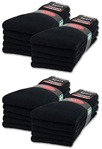 sockenkauf24 10 | 20 | 30 Paar Sportsocken Tennissocken Arbeitssocken Herren & Damen Socken Baumwolle (43-46, 20 Paar | Schwarz)