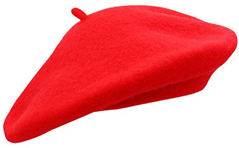 Umeepar Damen Wolle Französischen Baskenmütze (Rot)
