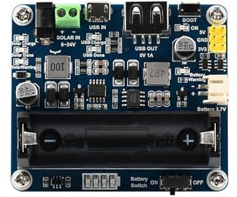Waveshare Solar Power Management Module for 6V~24V Solar Panel Supports Solar Panel/USB Connection Battery Charging Onboard MPPT Set Switch DC-002 Jack/Screw Terminal Input