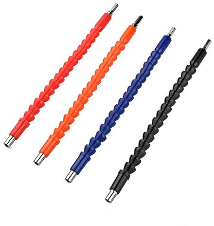 TOOLSTAR Flexible Screwdriver, 1/4 300mm Flexible Soft Shaft Flex Screwdriver Extension Adapter Universal Drill Connection - 1PCS Red