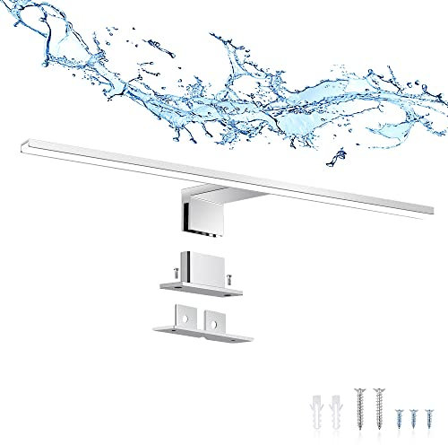 ERWEY 2 in 1 LED Spiegelleuchte 60CM Badleuchte IP44 Spiegellampe Badlampe Kaltweiß Schminklicht Badezimmer 230V Aufbauleuchte Schrank-Beleuchtung Bad Klemmleuchte 6000K 8W