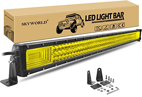SKYWORLD led arbeitsscheinwerfer bar, Dreireihig 42 Zoll 106.7cm 540W Scheinwerfer Flut Combo Offroad Beleuchtung für 4x4 SUV ATV UTV Auto Traktor Wasserdicht 12V 24V Gelb LED Zusatzscheinwerfer Bar