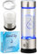 Level Up Way - Hydrogen Water Bottle Generator - New Technology Glass Water Ionizer - SPE Ionic Membrane - High Borosilicate Glass 13 Ounce (Crystal Silver)