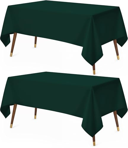 Utopia Kitchen 2er-Pack Tischdecke abwaschbar (152 x 213 cm, Jäger Grün) Wasserbeständig Polyester Tischdecke Ideal für Wohnzimmer, Esszimmer, Hochzeiten und Restaurants (60 x 84 Zoll)