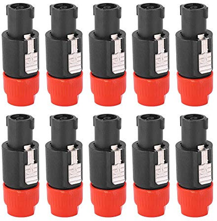 10PCS 4-poliger Audio Lautsprecheranschluss C-NL4FC Speakon Lautsprecher Stecker Kabelanschluss, Wasserdichter Audio-Videoanschluss(rot)