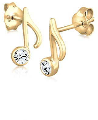 Elli Ohrringe Damen Ohrstecker Note Musik mit Kristall 925 Silber