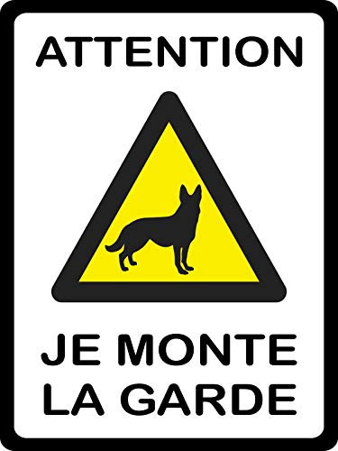 Jintora - Autocollants - Attention Chien Je Monte la Garde - 200x150mm