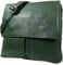 LeahWard Womens Double Pocket Messenger Bag Genuine Italian Soft Leather Cross Body Shoulder Bag Handbag (Dark Green)