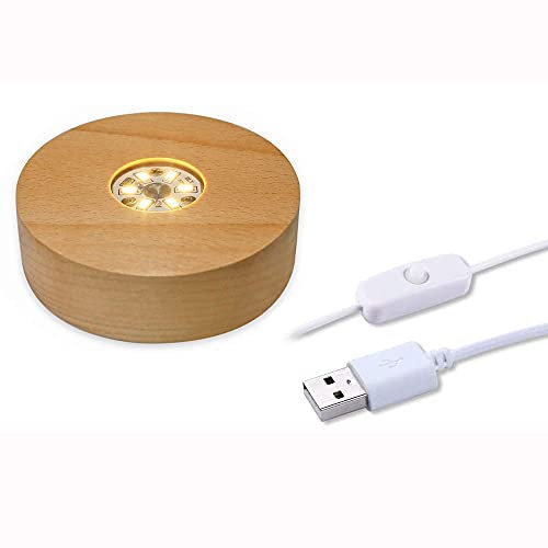 CDIYTOOL Displaysockel für LED-Leuchten, Holzsockel für Kristallglasdekoration, 10,2 cm warm/Mehrfarbig (1 Pack, warme Farbe)