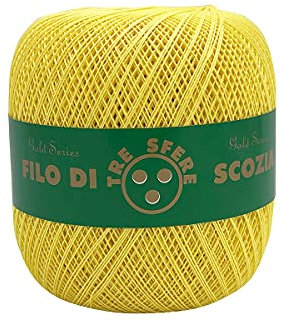 Filo di Scozia N. 12 Cotone 100% Giallo 100 Grammi x 660 Metri Codice Colore 3