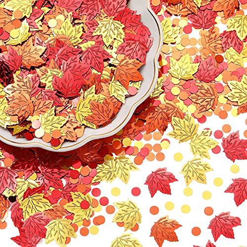 Geosar Halloween Konfetti Herbst Ahornblatt Konfetti Erntedankfest Party Folie Metallische Pailletten Herbst Tisch Streusel Baby Shower Party Dekoration, 3,5 Unzen/ 100 g