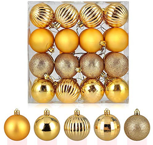 Weihnachtskugeln Gold, Christbaumkugeln Weihnachtsdeko als Saisonal Deko Hochzeitsdeko 32 Stück (6CM-Golden)