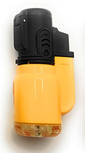 1 x Briquet Tempête Chalumeau Torche à Capuchon clapet - Rechargeable gaz - Réglable (Orange)
