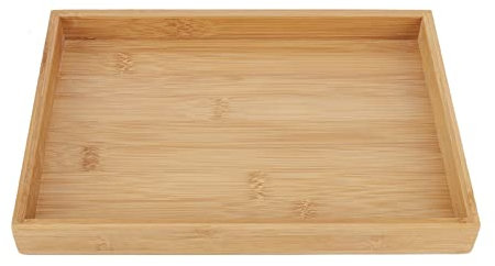 Serviertablett aus Bambus, Rechteckig Holz Griff Tablett Holztablett Bambus-Tablets für Frühstück Tee Couchtisch Dekoratives Butler-Ottoman-Tablett 28 x 19 cm